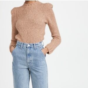 Naadam Structured Shoulder Chunky Knit  Sweater in Camel XL Wool Cashmere